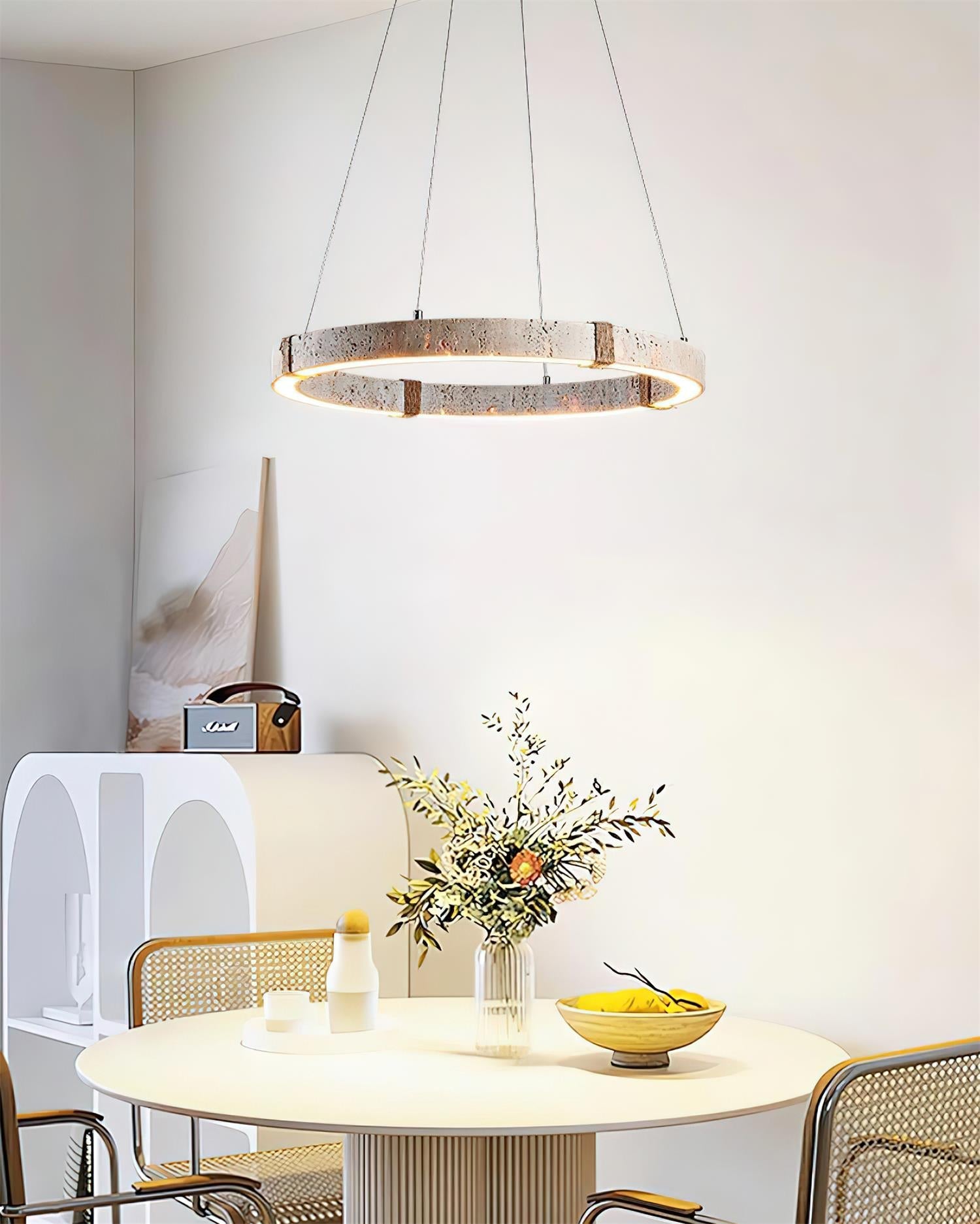 Lámpara de Araña Circular de Travertino – Diseño Moderno y Elegante con Iluminación LED Integrada 8