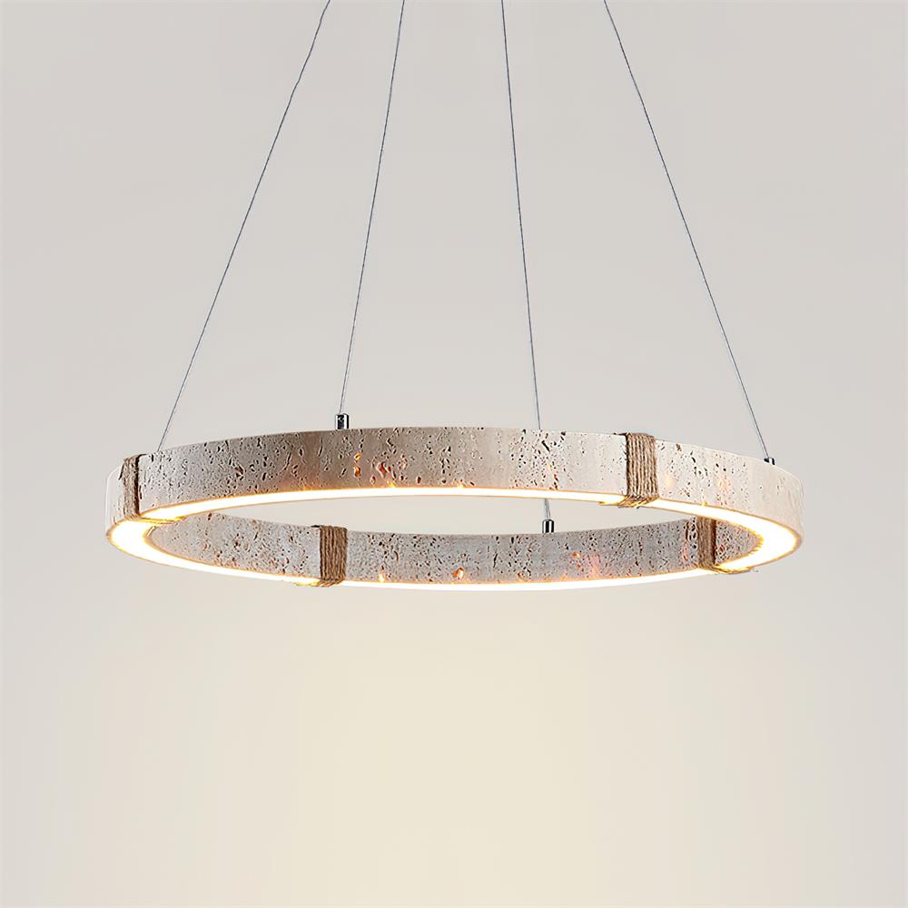 Lámpara de Araña Circular de Travertino – Diseño Moderno y Elegante con Iluminación LED Integrada 9