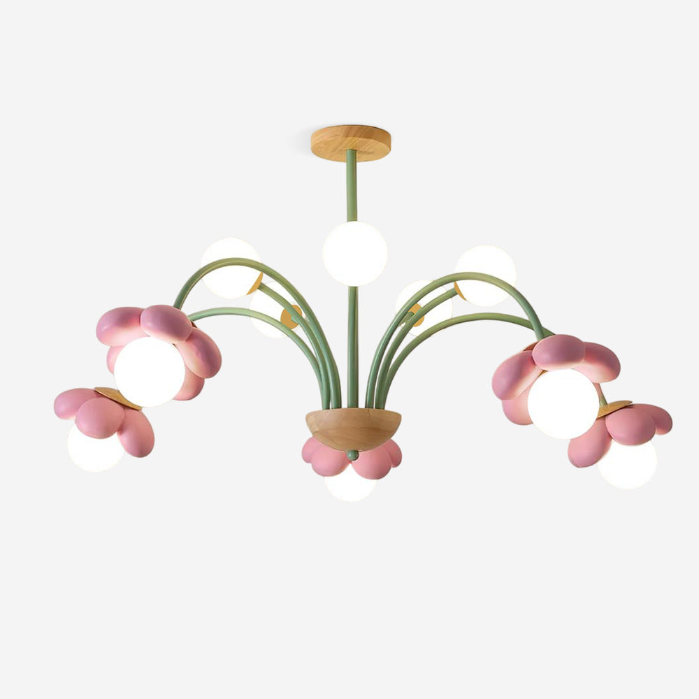 Lámpara de Araña Floral de 6 y 10 Luces en Colores Pastel, Diseño Moderno para Habitaciones Infantiles y Espacios de Vida 1