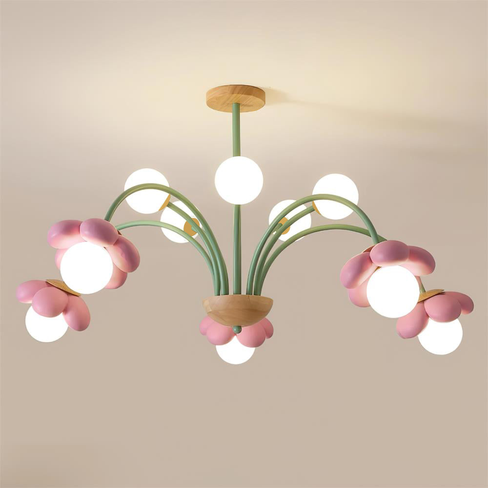 Lámpara de Araña Floral de 6 y 10 Luces en Colores Pastel, Diseño Moderno para Habitaciones Infantiles y Espacios de Vida 2