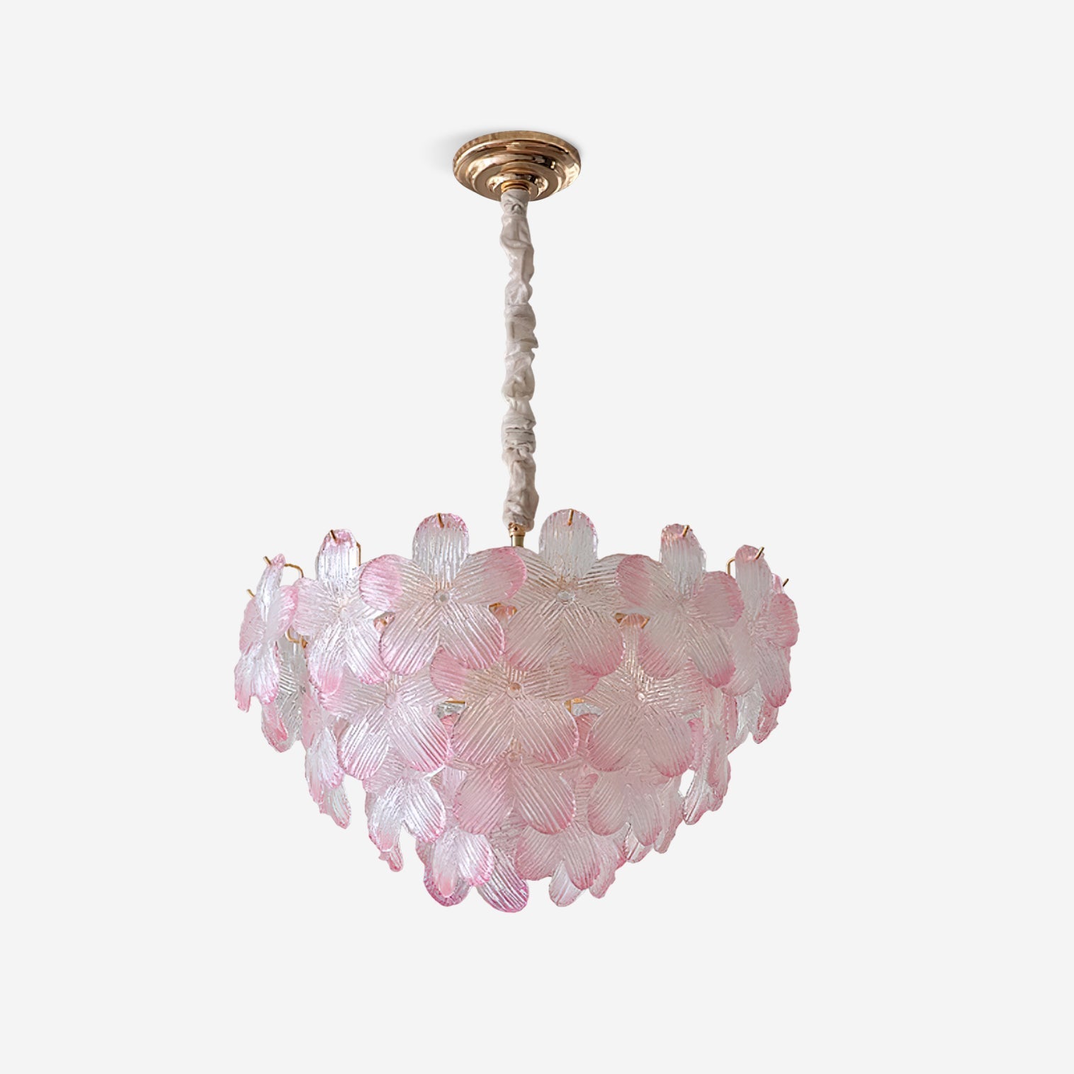 Lámpara de Araña Floral de Vidrio Rosa y Púrpura, Diámetro 50 cm, Altura Ajustable, Diseño Moderno para Iluminación Interior 1