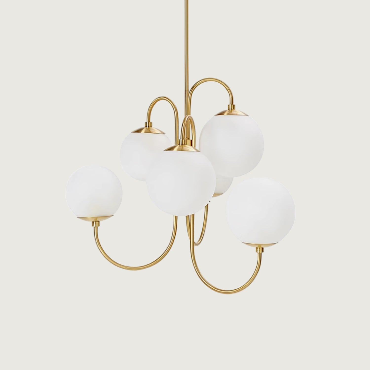 Lámpara de Araña Gooseneck de Hierro Forjado y Vidrio – Diseño Elegante para Interiores Modernos 1