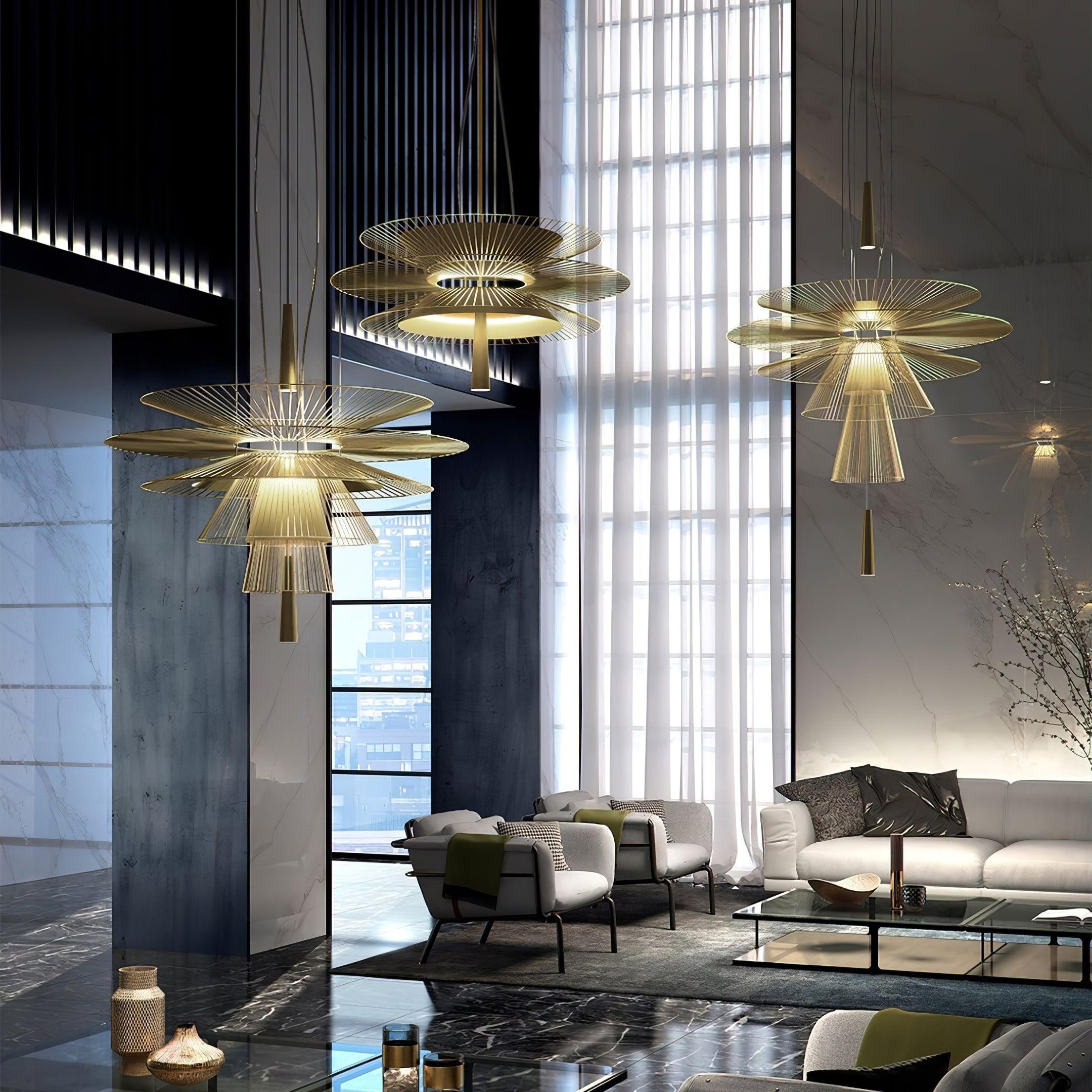 Lámpara de Araña Gravity Moderna con Iluminación LED en Dorado y Negro, Disponible en Dos Tamaños de 40 y 60 cm 8