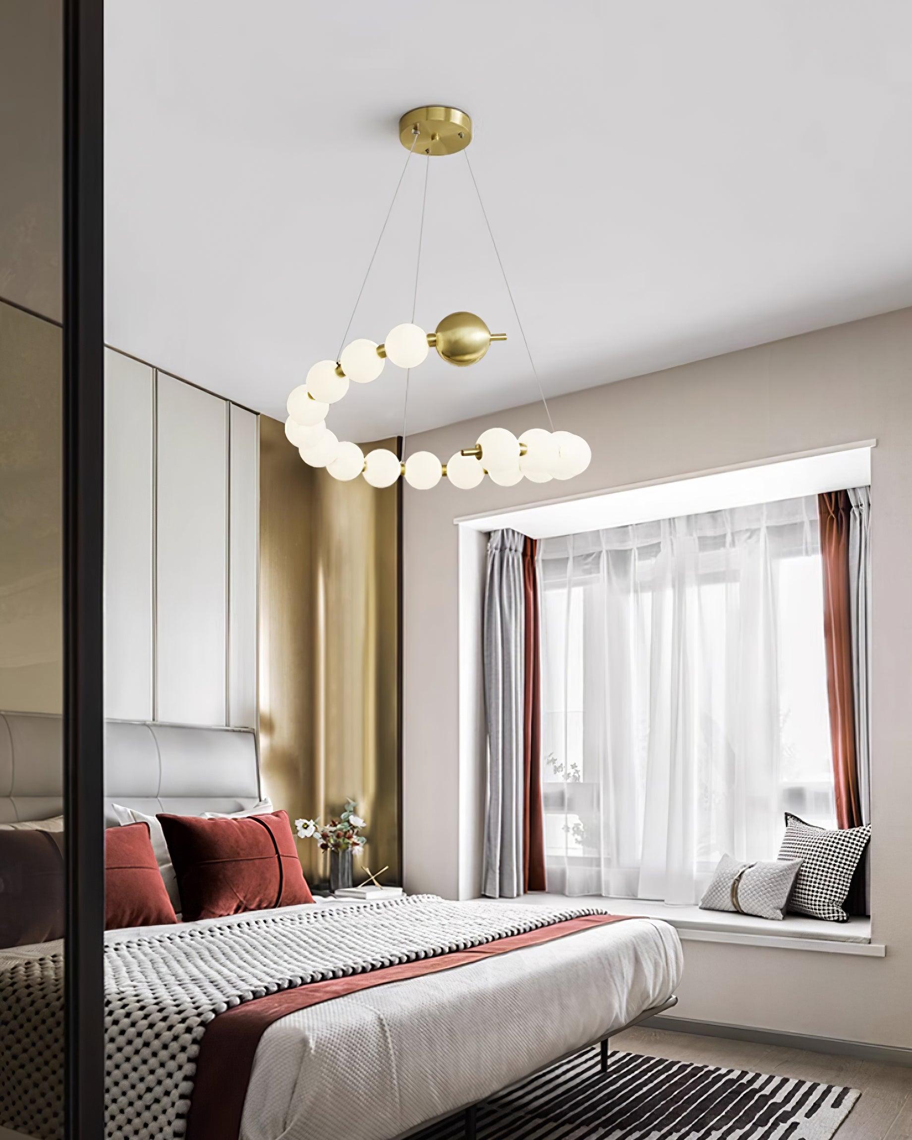 Lámpara de Araña Killian de Perlas con Diseño Elegante y Luz LED Integrada - Acabado en Oro 8