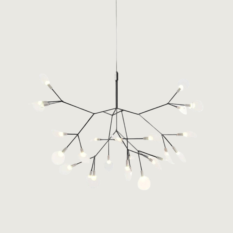 Lámpara de Araña LED Negra Floral con Control Remoto, Tamaños Personalizables y Compatible con Techos Inclinados 0