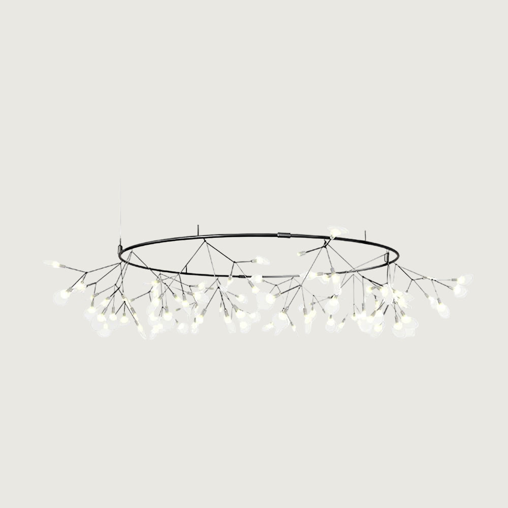 Lámpara de Araña LED Negra Floral con Control Remoto, Tamaños Personalizables y Compatible con Techos Inclinados 13