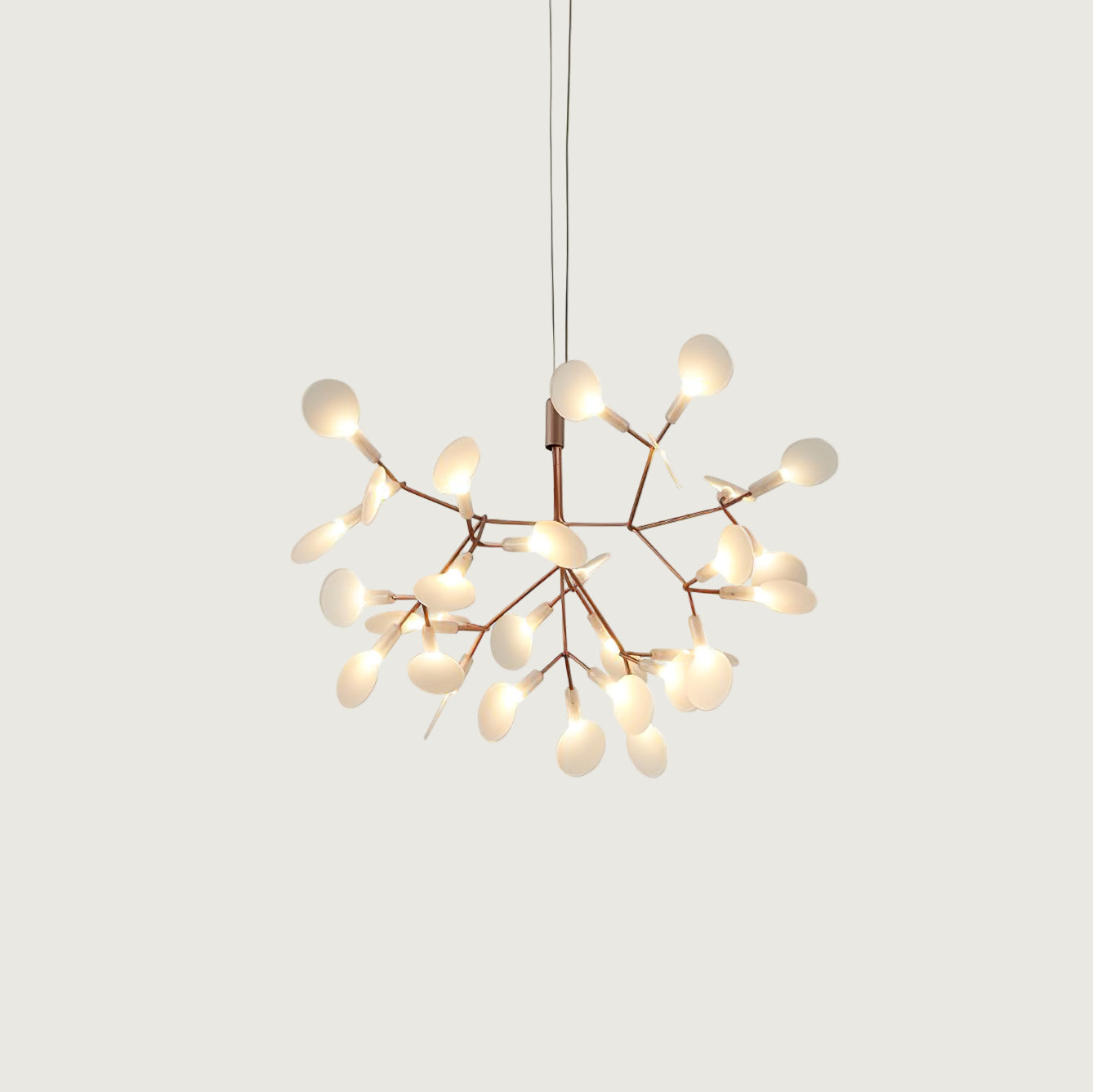 Lámpara de Araña LED Rosa Dorado con Hojas Reposicionables – Diseño Natural y Decorativo 0