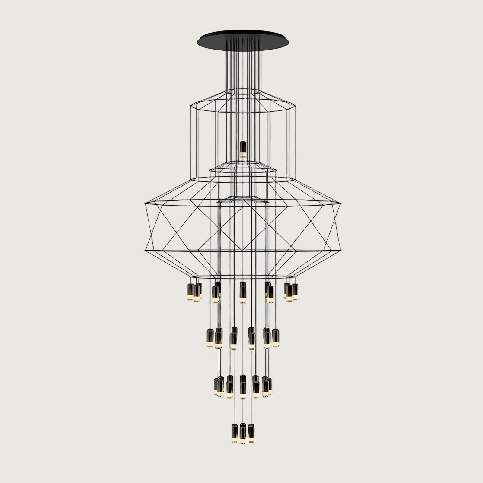 Lámpara de Araña Lines con LED, Diseño Moderno y Estructura de Cable Negro 1
