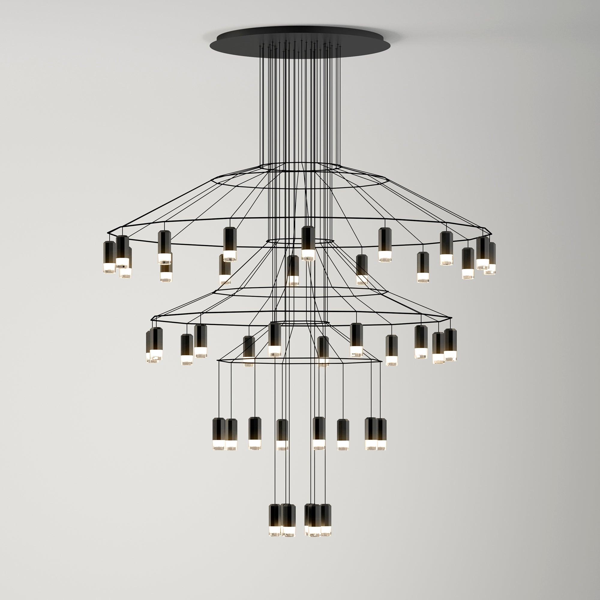Lámpara de Araña Lines con LED, Diseño Moderno y Estructura de Cable Negro 10