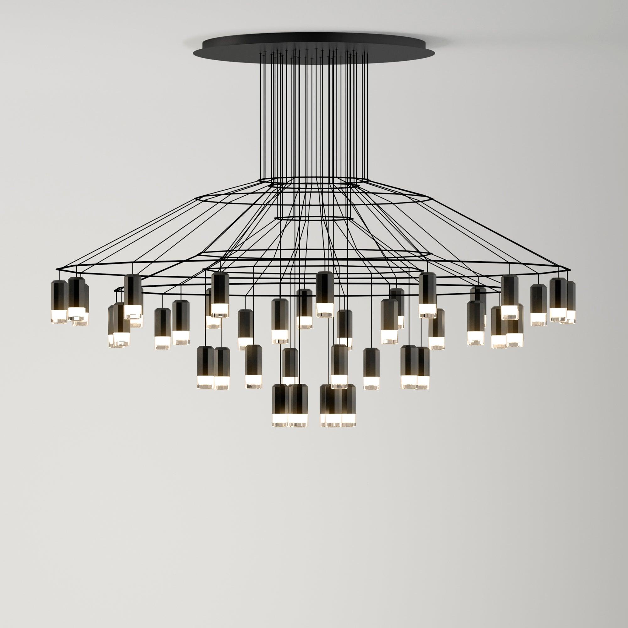 Lámpara de Araña Lines con LED, Diseño Moderno y Estructura de Cable Negro 9
