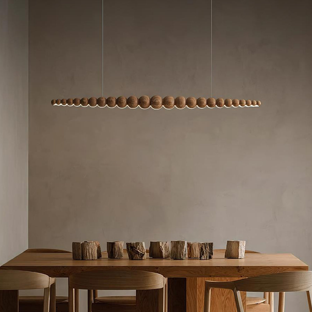 Belya - Lámpara de Araña Moderna Ajustable con Bombillas Esféricas en Negro Mate y Nogal – Diseño Elegante para Interiores