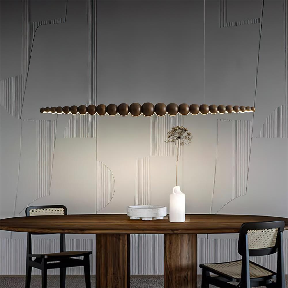 Lámpara de Araña Moderna Ajustable con Bombillas Esféricas en Negro Mate y Nogal – Diseño Elegante para Interiores 2