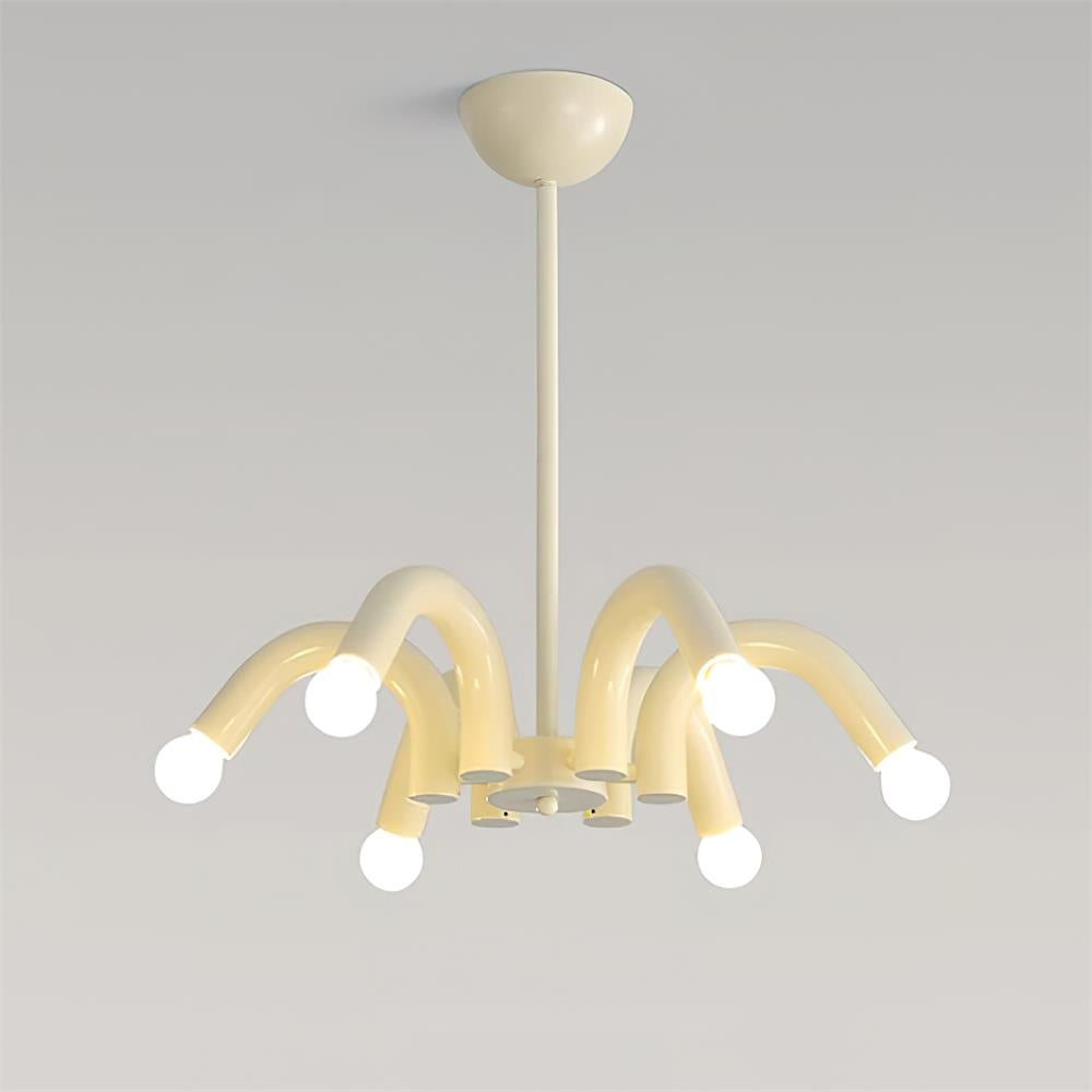 Lámpara de Araña Moderna de 6 Luces en Beige, Diseño Curvado, Diámetro 54 cm, Ideal para Interiores 0