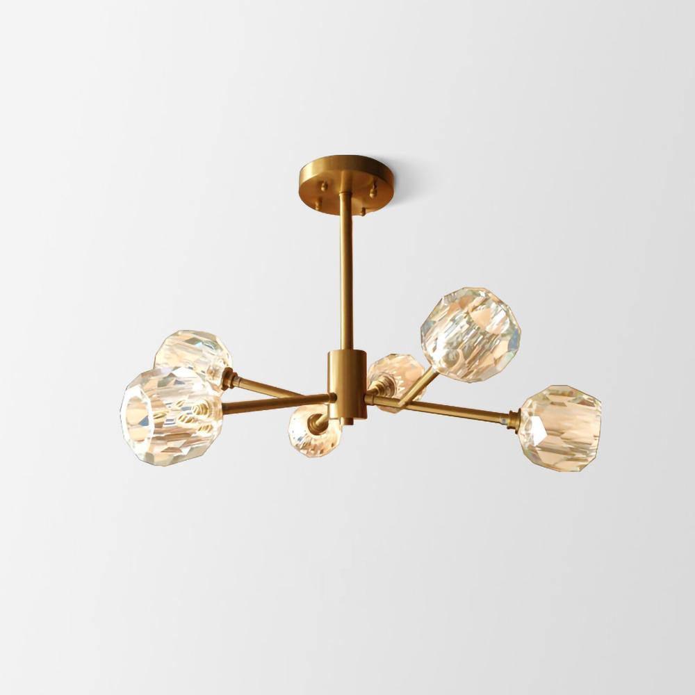 Lámpara de Araña Moderna de Cristal en Forma de Esfera - Diseño Minimalista y Acabado en Latón 0
