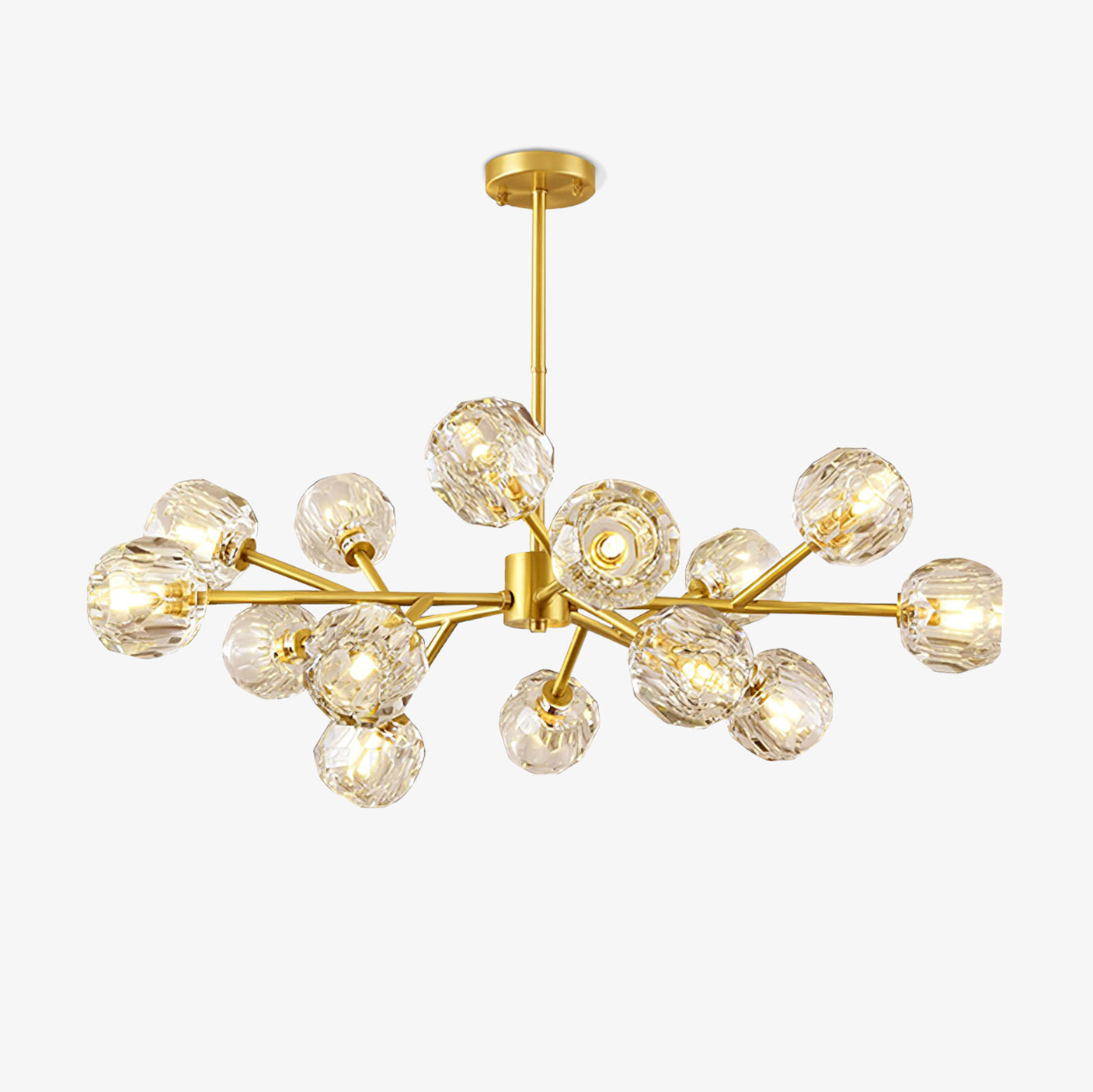 Lámpara de Araña Moderna de Cristal en Forma de Esfera - Diseño Minimalista y Acabado en Latón 1