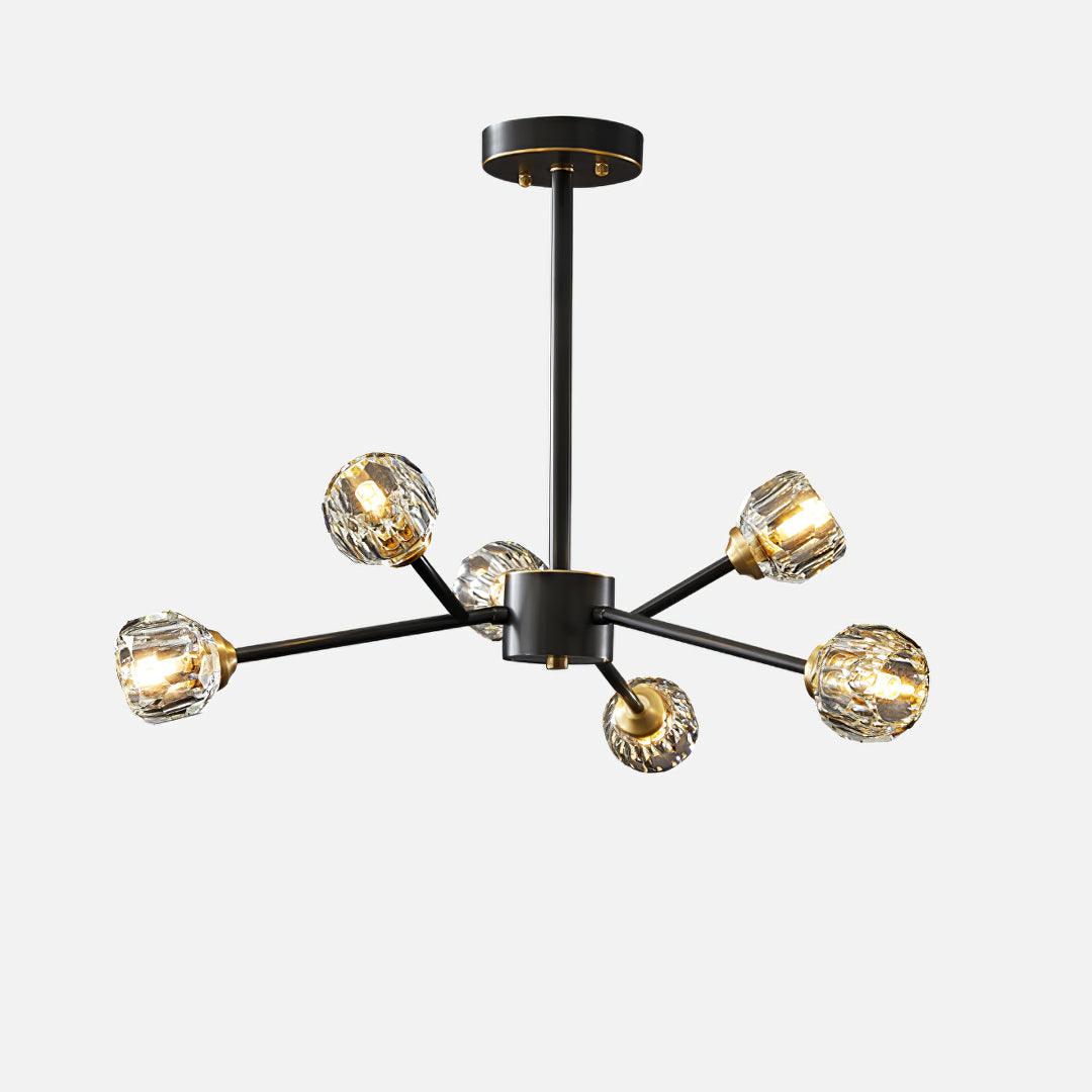 Lámpara de Araña Moderna de Cristal en Forma de Esfera - Diseño Minimalista y Acabado en Latón 10