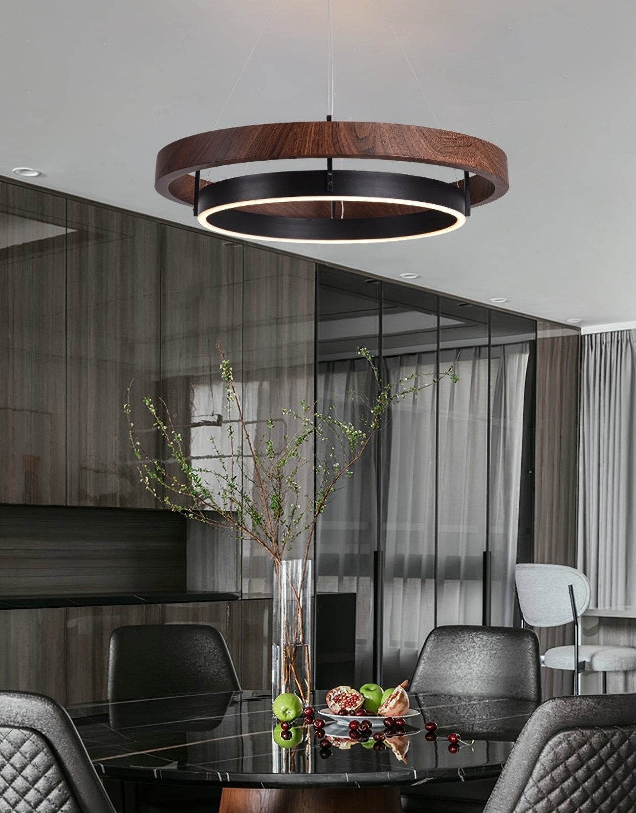Lámpara de Araña Moderna de Dos Anillos con Luz LED Integrada – Elegante y Versátil 6