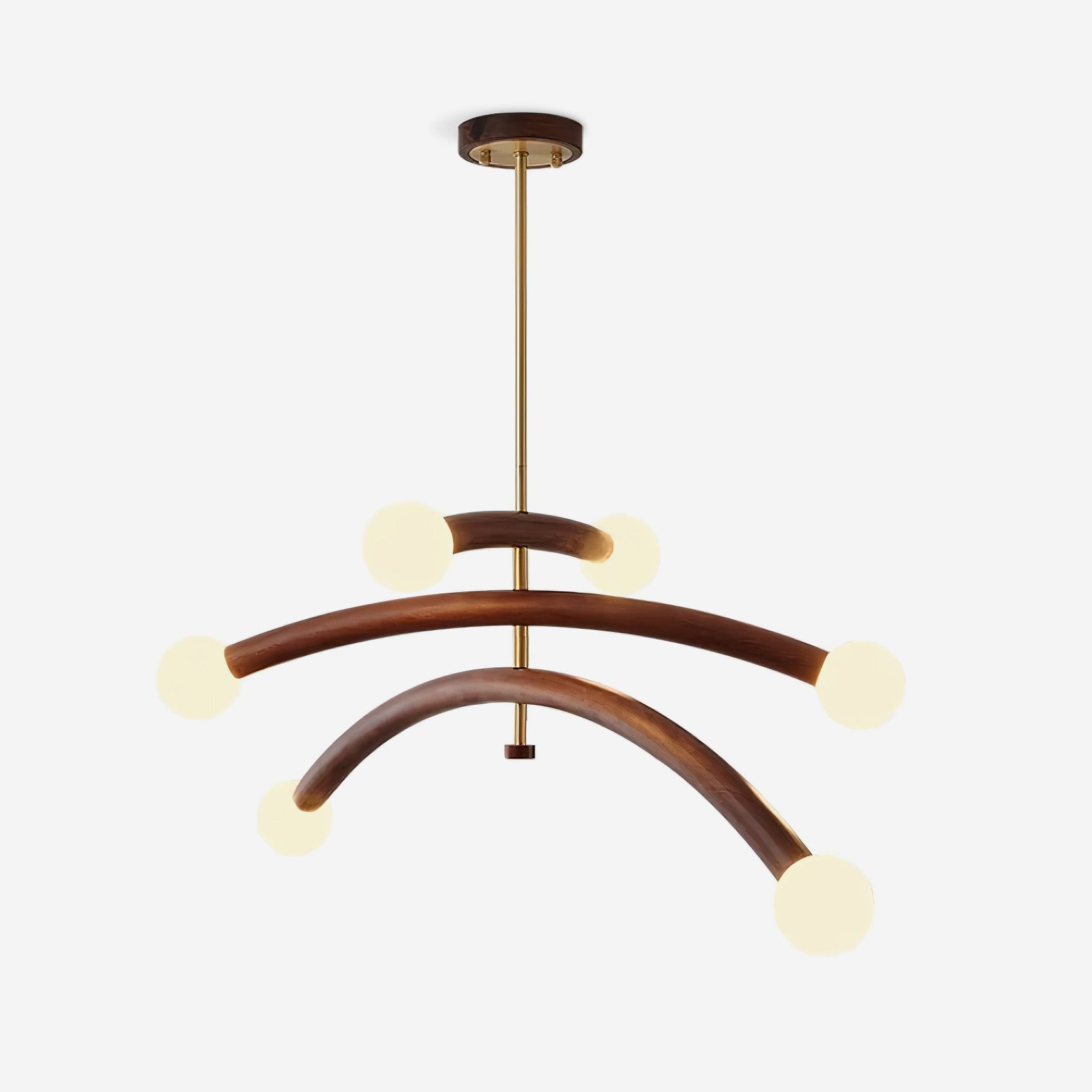 Lámpara de Araña Moderna de Madera y Vidrio, Acabado en Cobre, 6 Luces, Diseño Elegante para Interiores 1