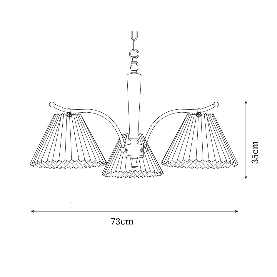Lámpara de Araña Plisada Suki de 3 y 5 Luces con Pantalla de Tela Blanca y Cuerpo de Madera 5