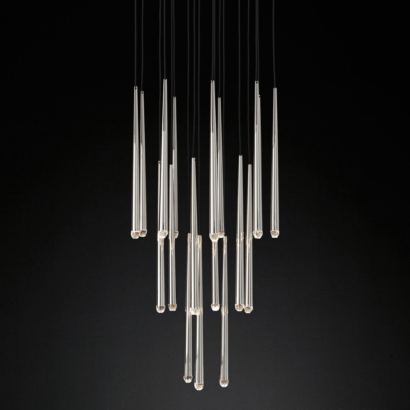 Lámpara de Araña Redonda Minimalista de Bronce y Cristal – Diseño Elegante para Iluminación Interior 13