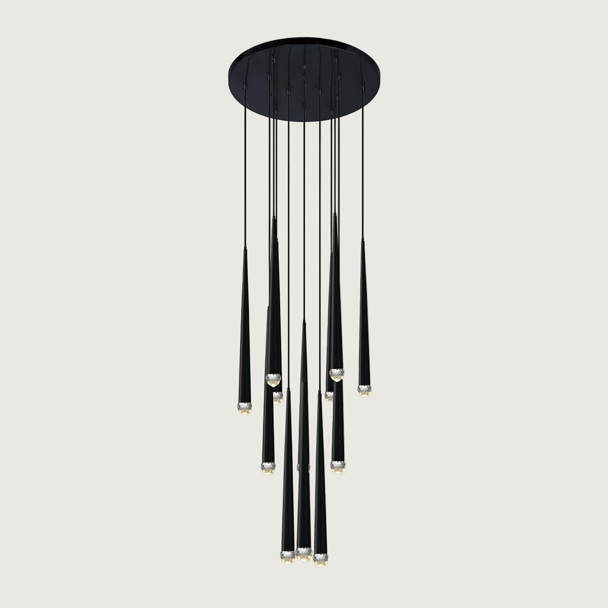 Lámpara de Araña Redonda Minimalista de Bronce y Cristal – Diseño Elegante para Iluminación Interior 14