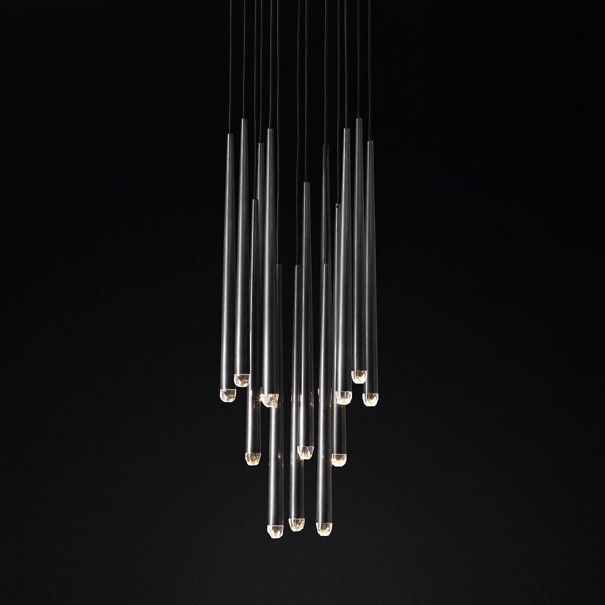 Lámpara de Araña Redonda Minimalista de Bronce y Cristal – Diseño Elegante para Iluminación Interior 15