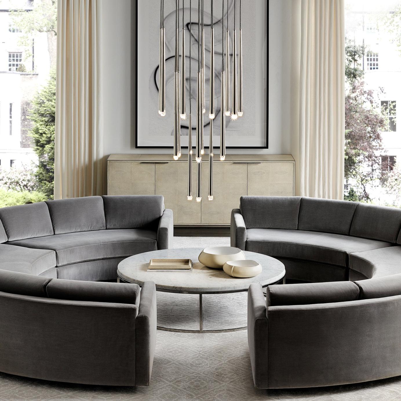 Lámpara de Araña Redonda Minimalista de Bronce y Cristal – Diseño Elegante para Iluminación Interior 3