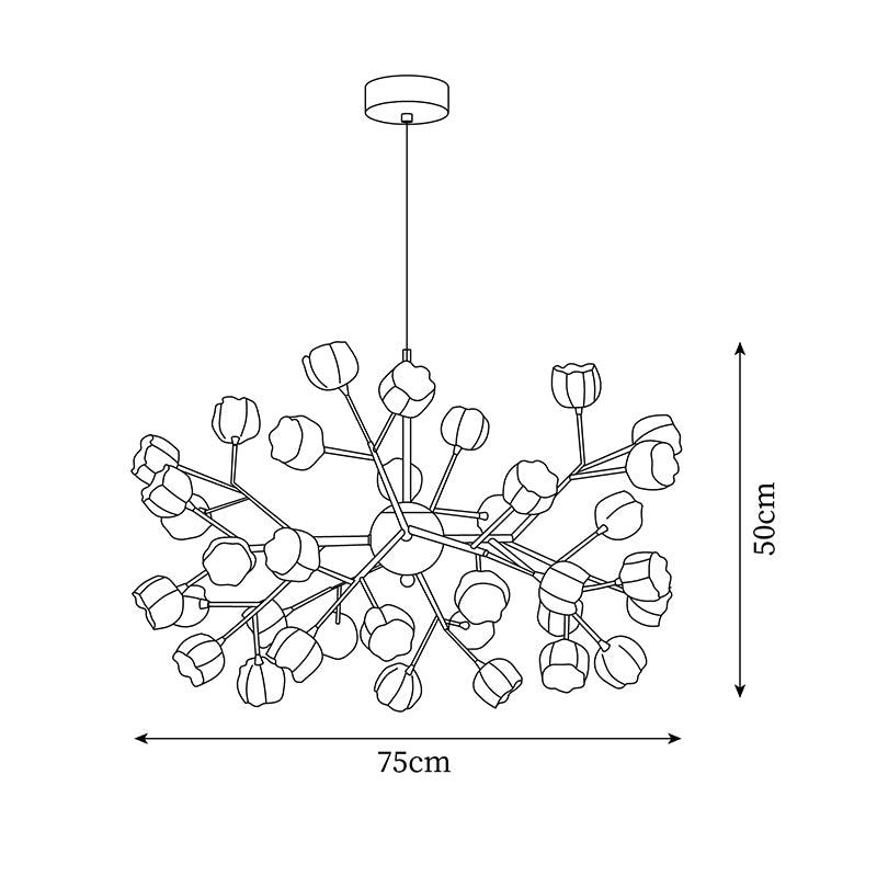 Lámpara de Araña Rei Flower con Diseño Floral en Verde – 36 Cabezas, 75cm de Diámetro 4