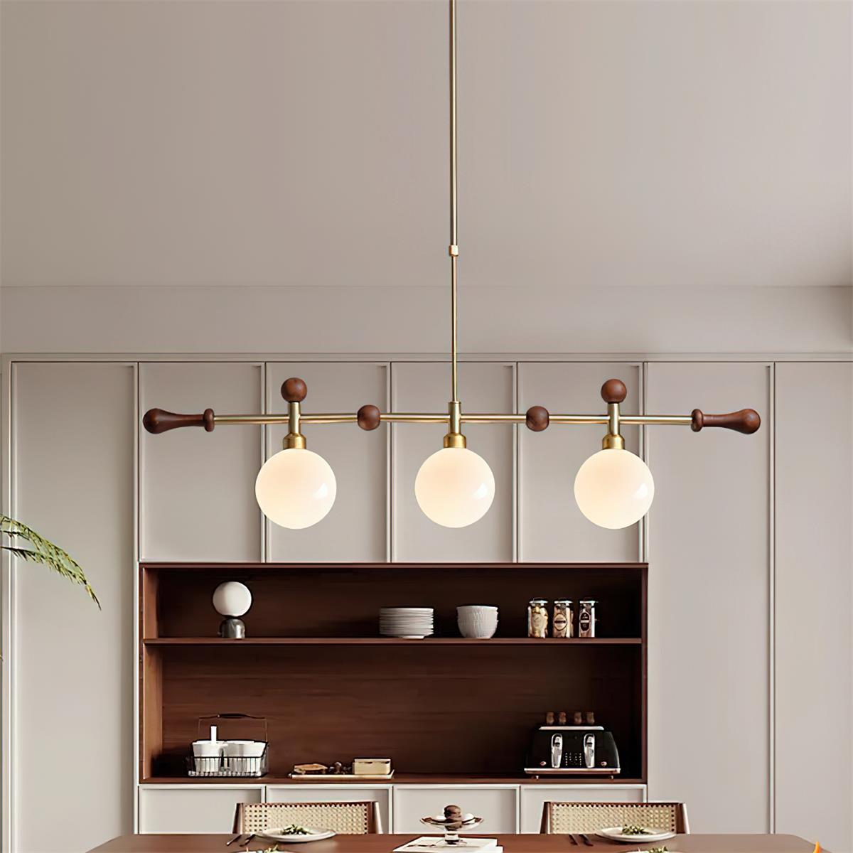 Lámpara de Araña Retro Satilla de 3 y 5 Luces en Dorado y Vidrio Blanco para Comedor o Sala de Estar 2