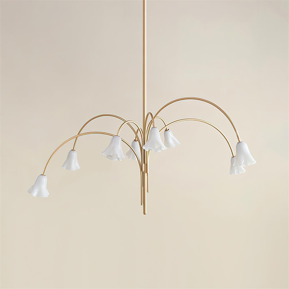 Lámpara de Araña Vera Moderna con Flores de Vidrio, 5-8 Cabezas, Acabado Metálico, Ideal para Comedores y Entradas 11