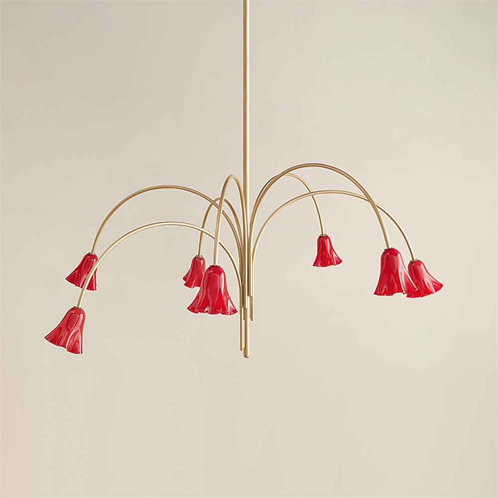 Lámpara de Araña Vera Moderna con Flores de Vidrio, 5-8 Cabezas, Acabado Metálico, Ideal para Comedores y Entradas 14