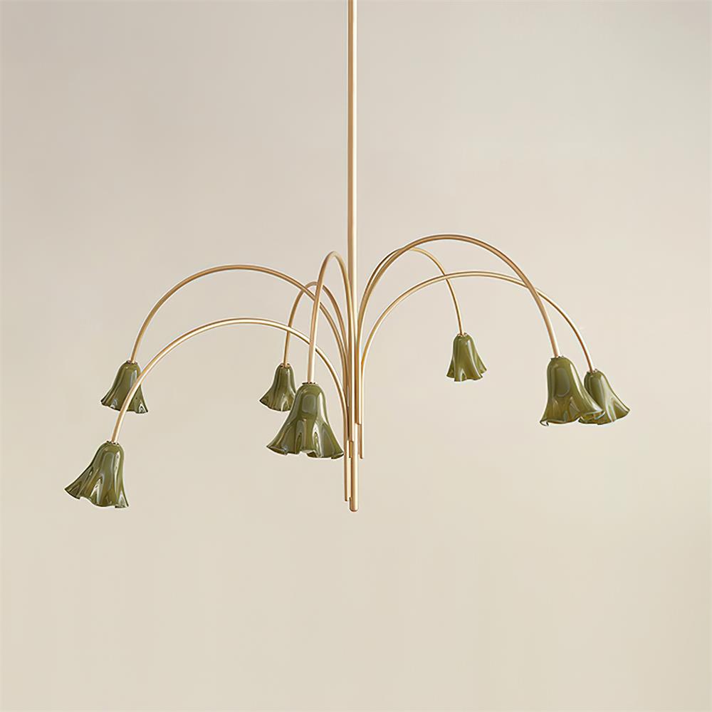 Lámpara de Araña Vera Moderna con Flores de Vidrio, 5-8 Cabezas, Acabado Metálico, Ideal para Comedores y Entradas 23