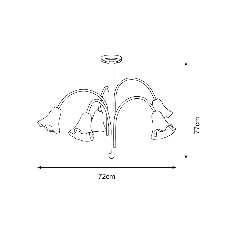 Lámpara de Araña Vera Moderna con Flores de Vidrio, 5-8 Cabezas, Acabado Metálico, Ideal para Comedores y Entradas 4
