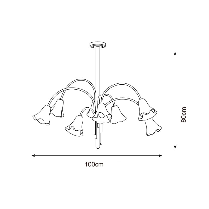 Lámpara de Araña Vera Moderna con Flores de Vidrio, 5-8 Cabezas, Acabado Metálico, Ideal para Comedores y Entradas 6