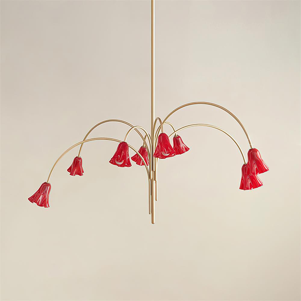 Lámpara de Araña Vera Moderna con Flores de Vidrio, 5-8 Cabezas, Acabado Metálico, Ideal para Comedores y Entradas 9