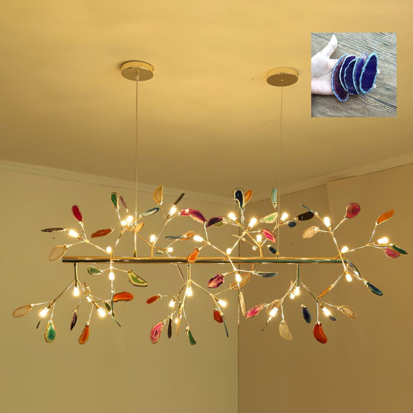 Lámpara de Araña de Ágata Multicolor con Brazo Dorado y Altura Ajustable – Diseño Elegante para Hogar y Oficina 21