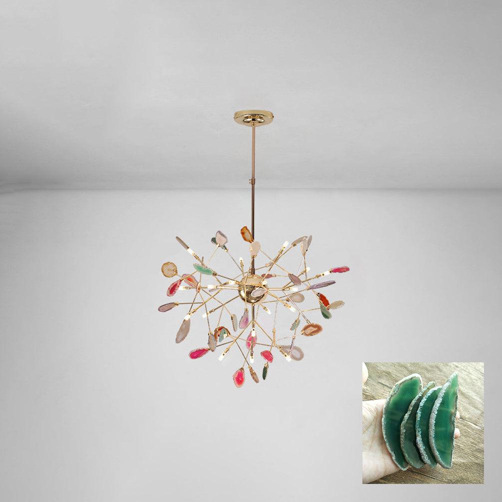 Lámpara de Araña de Ágata Multicolor con Brazo Dorado y Altura Ajustable – Diseño Elegante para Hogar y Oficina 22