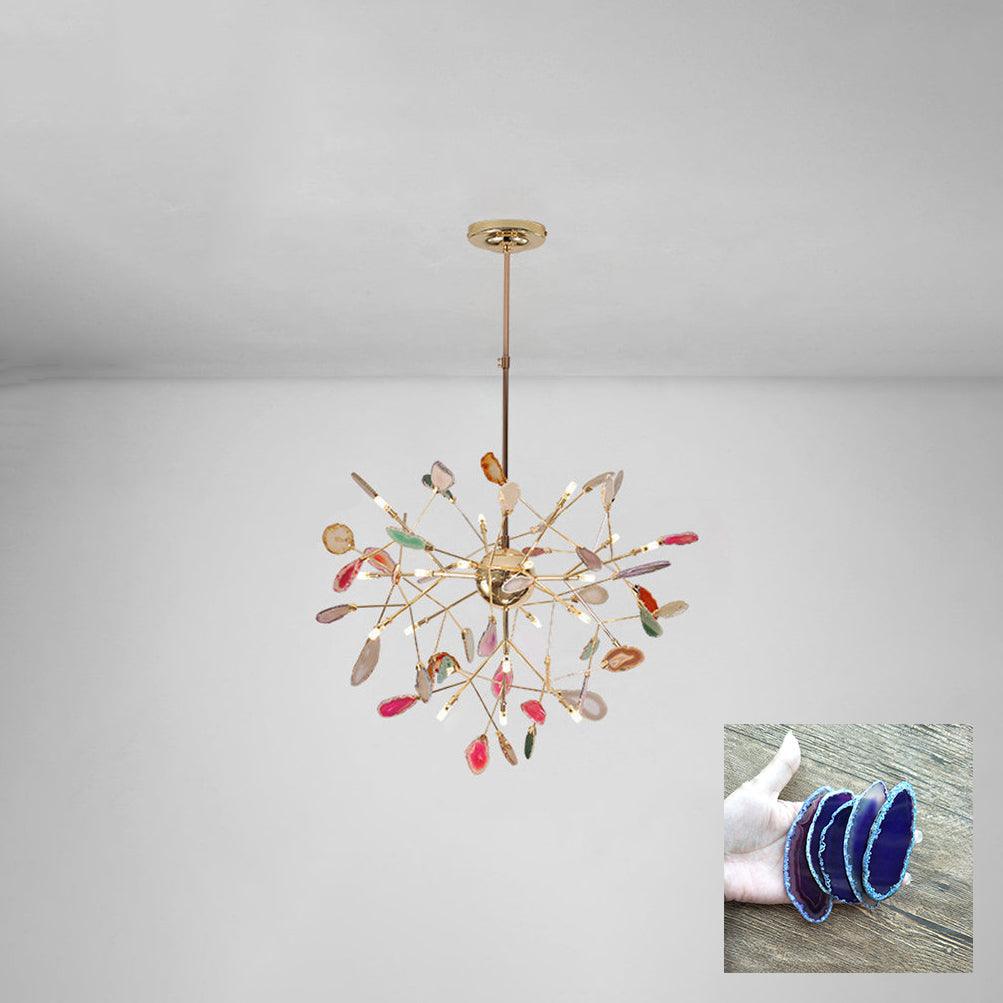 Lámpara de Araña de Ágata Multicolor con Brazo Dorado y Altura Ajustable – Diseño Elegante para Hogar y Oficina 31