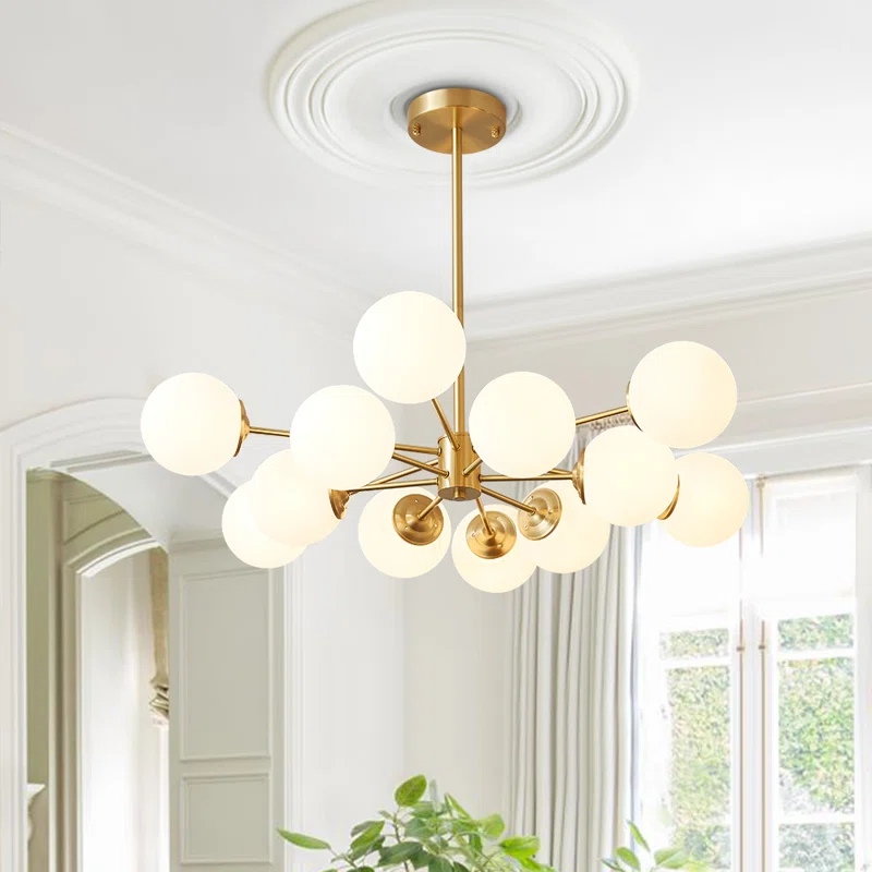 Luxera - Lámpara de Araña de Bronce Dorado con Cristales - Elegante Candelabro para Dormitorio y Comedor