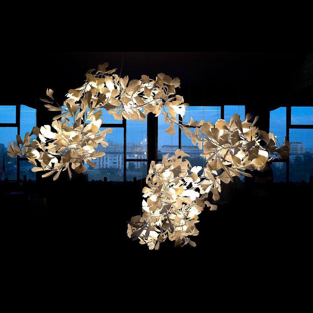 Lámpara de Araña de Cerámica Ginkgo con 4 Luces – Diseño Elegante y Personalizable en Varios Colores, 200cm o 250cm 8
