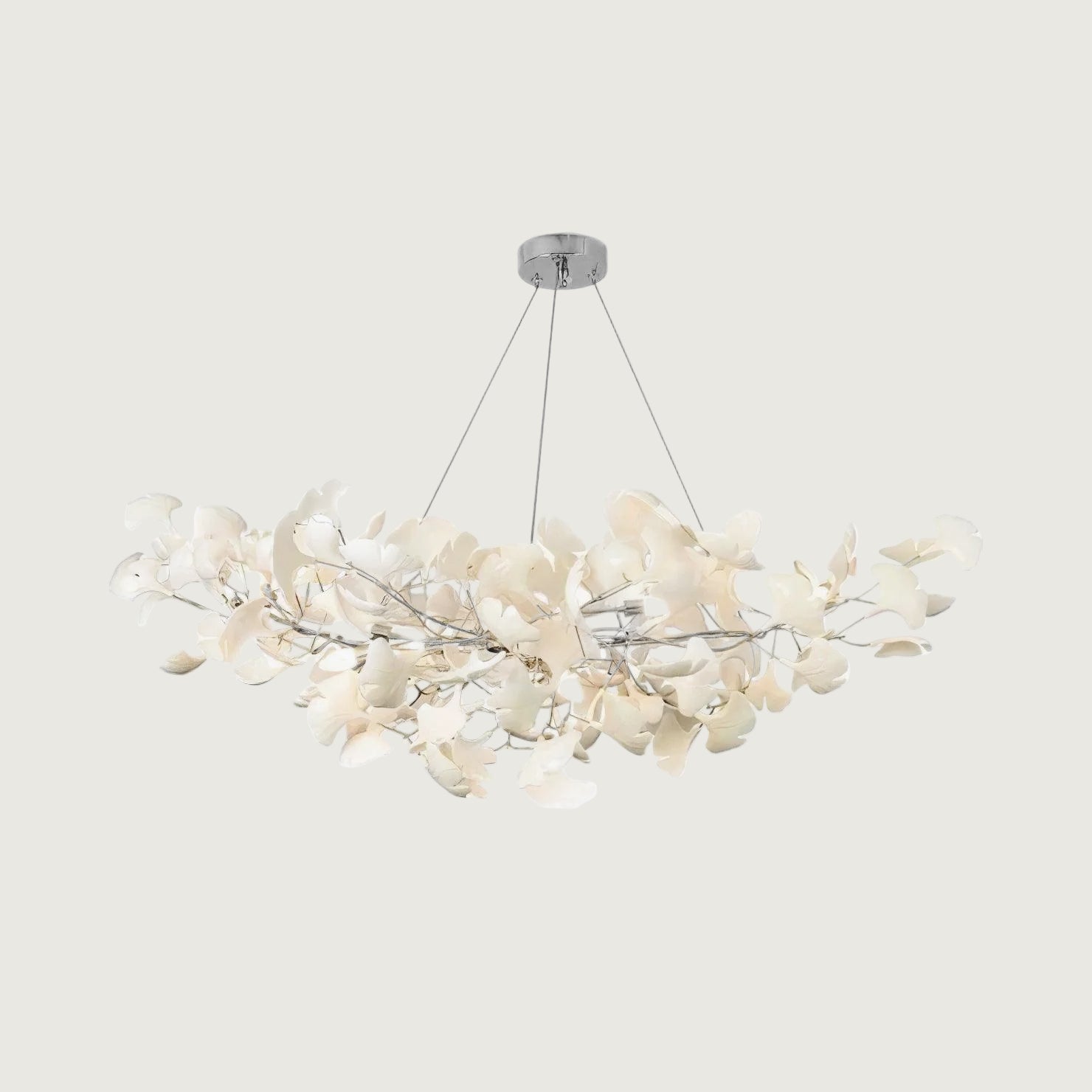 Lámpara de Araña de Cerámica Ginkgo con Pétalos Hechos a Mano – Diseño Elegante y Natural 10