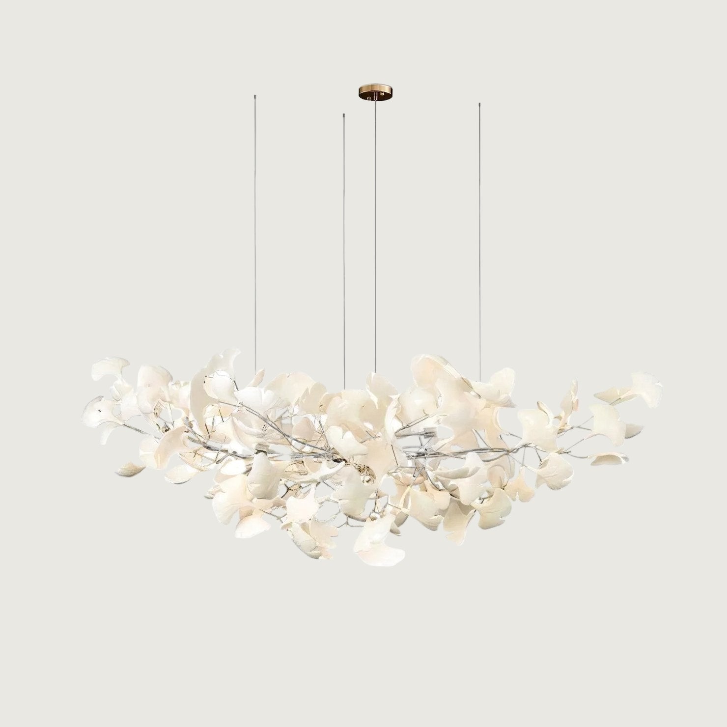 Lámpara de Araña de Cerámica Ginkgo con Pétalos Hechos a Mano – Diseño Elegante y Natural 12
