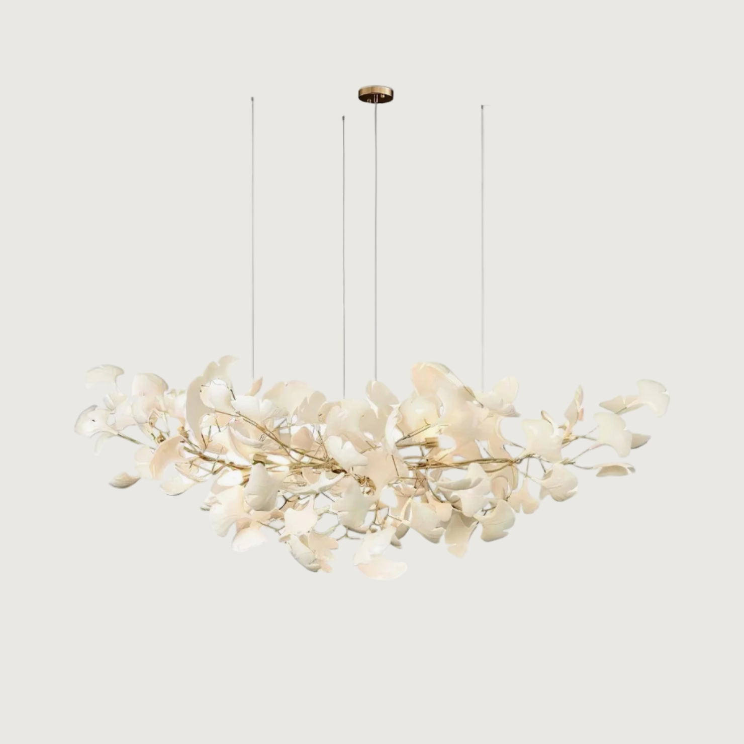 Lámpara de Araña de Cerámica Ginkgo con Pétalos Hechos a Mano – Diseño Elegante y Natural 9