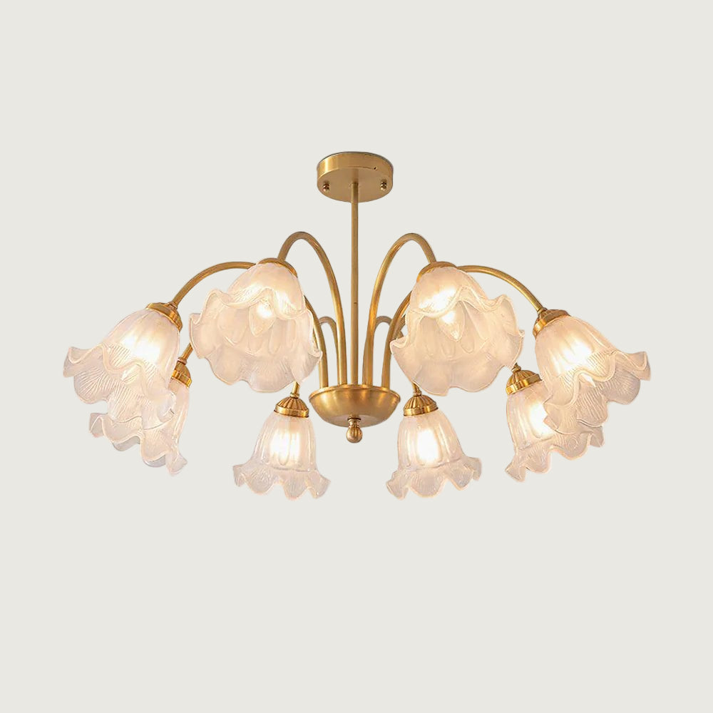 Lámpara de Araña de Cristal Artístico de 8 Luces en Acabado Dorado para Decoración de Interiores 1