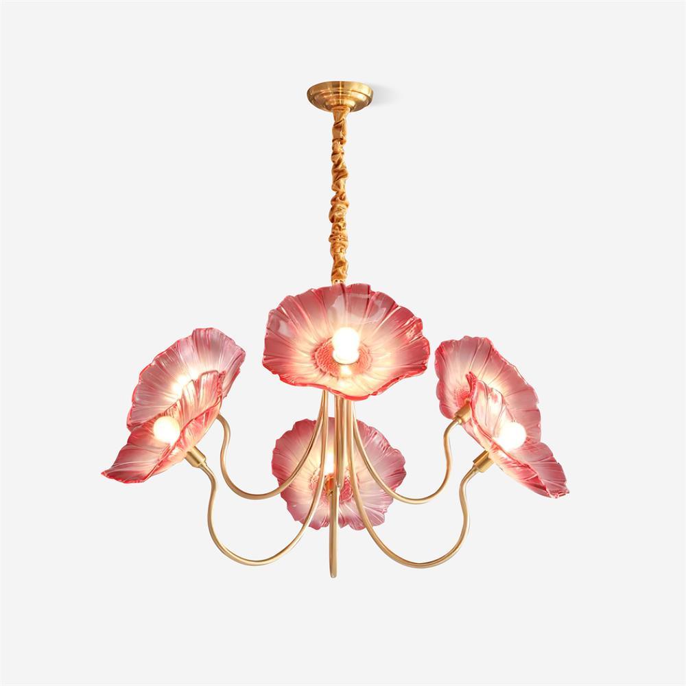 Lámpara de Araña de Flores de Vidrio de Murano con Diseño Moderno y Luz Suave 1