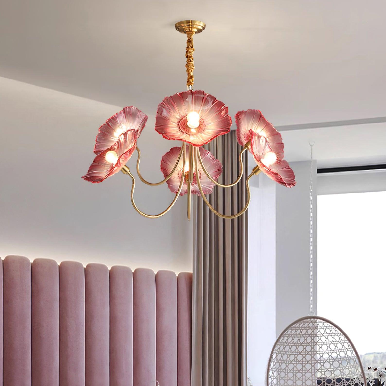 Lámpara de Araña de Flores de Vidrio de Murano con Diseño Moderno y Luz Suave 2