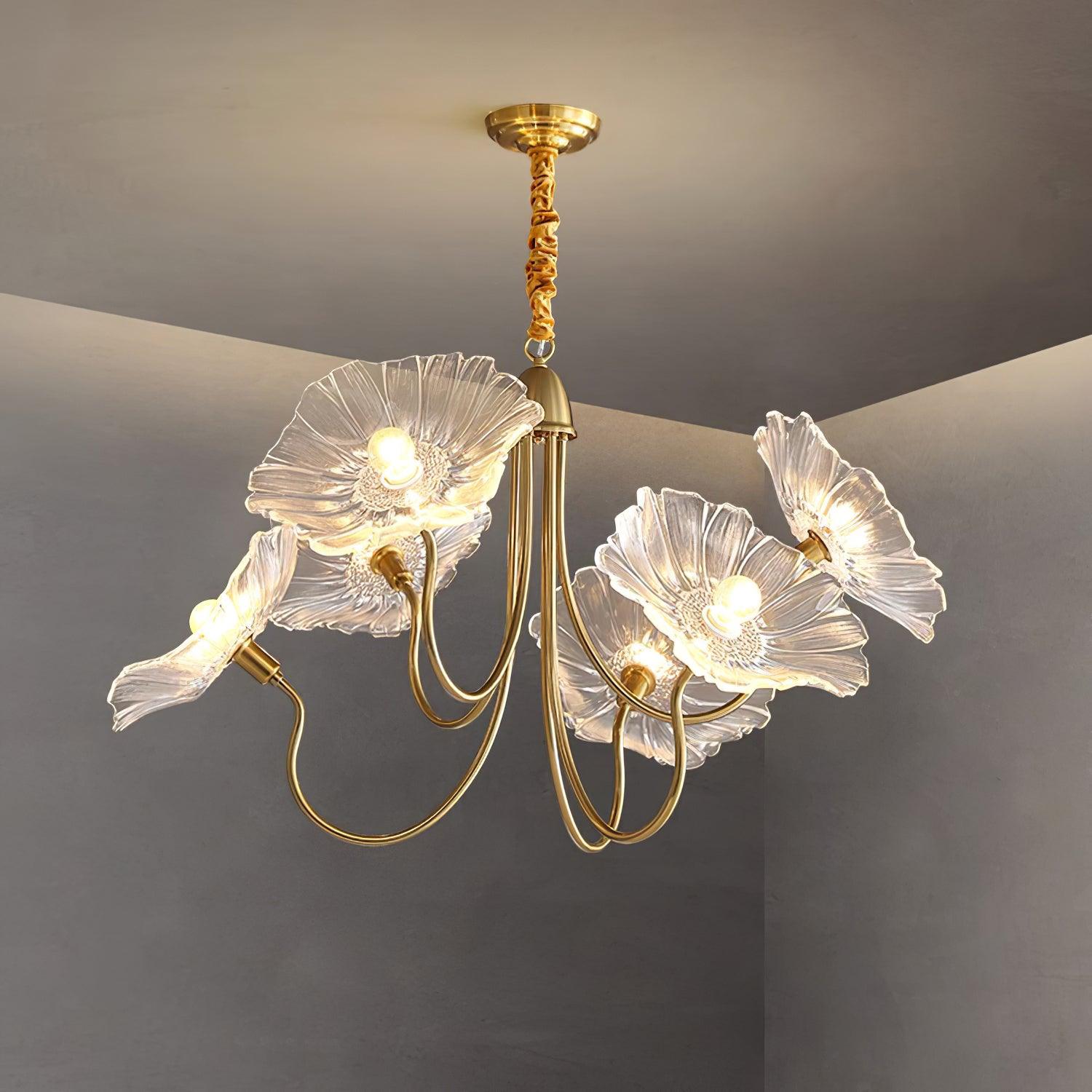 Lámpara de Araña de Flores de Vidrio de Murano con Diseño Moderno y Luz Suave 3