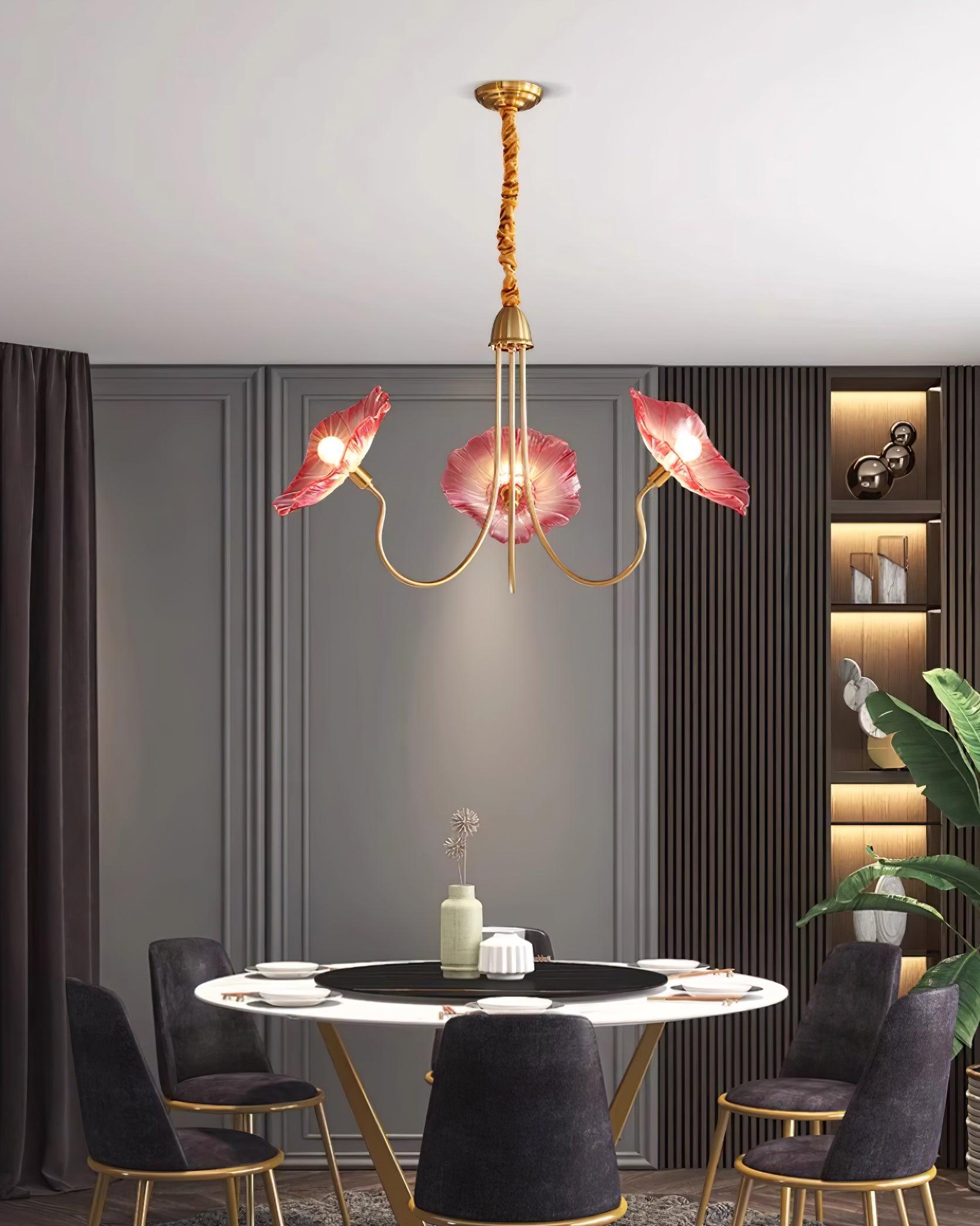 Lámpara de Araña de Flores de Vidrio de Murano con Diseño Moderno y Luz Suave 4