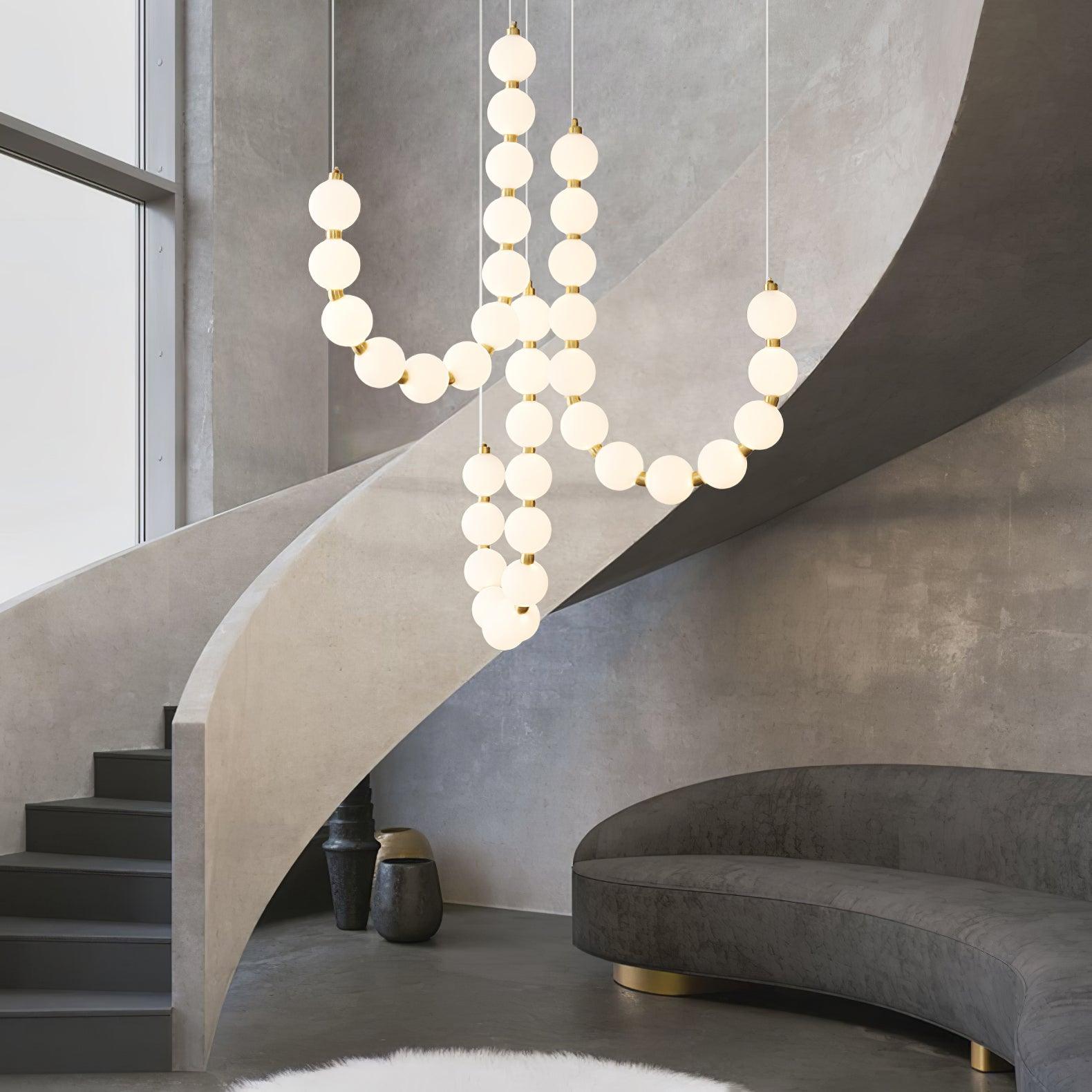 Lámpara de Araña de Perlas Acrílicas con Base de Latón y Luz Regulable – Diseño Elegante para Iluminar Tu Espacio 2