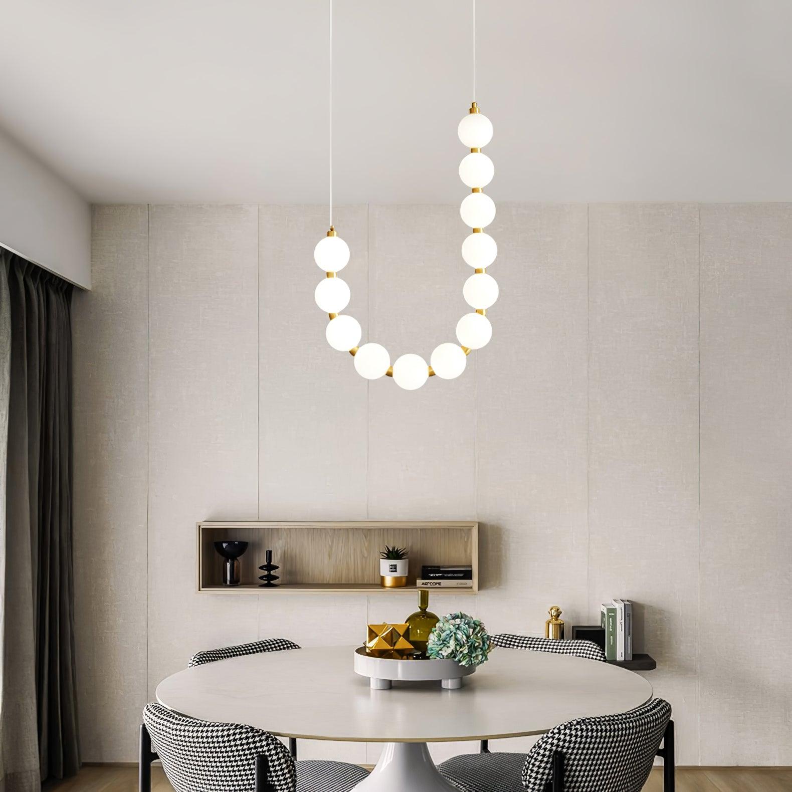 Lámpara de Araña de Perlas Acrílicas con Base de Latón y Luz Regulable – Diseño Elegante para Iluminar Tu Espacio 4